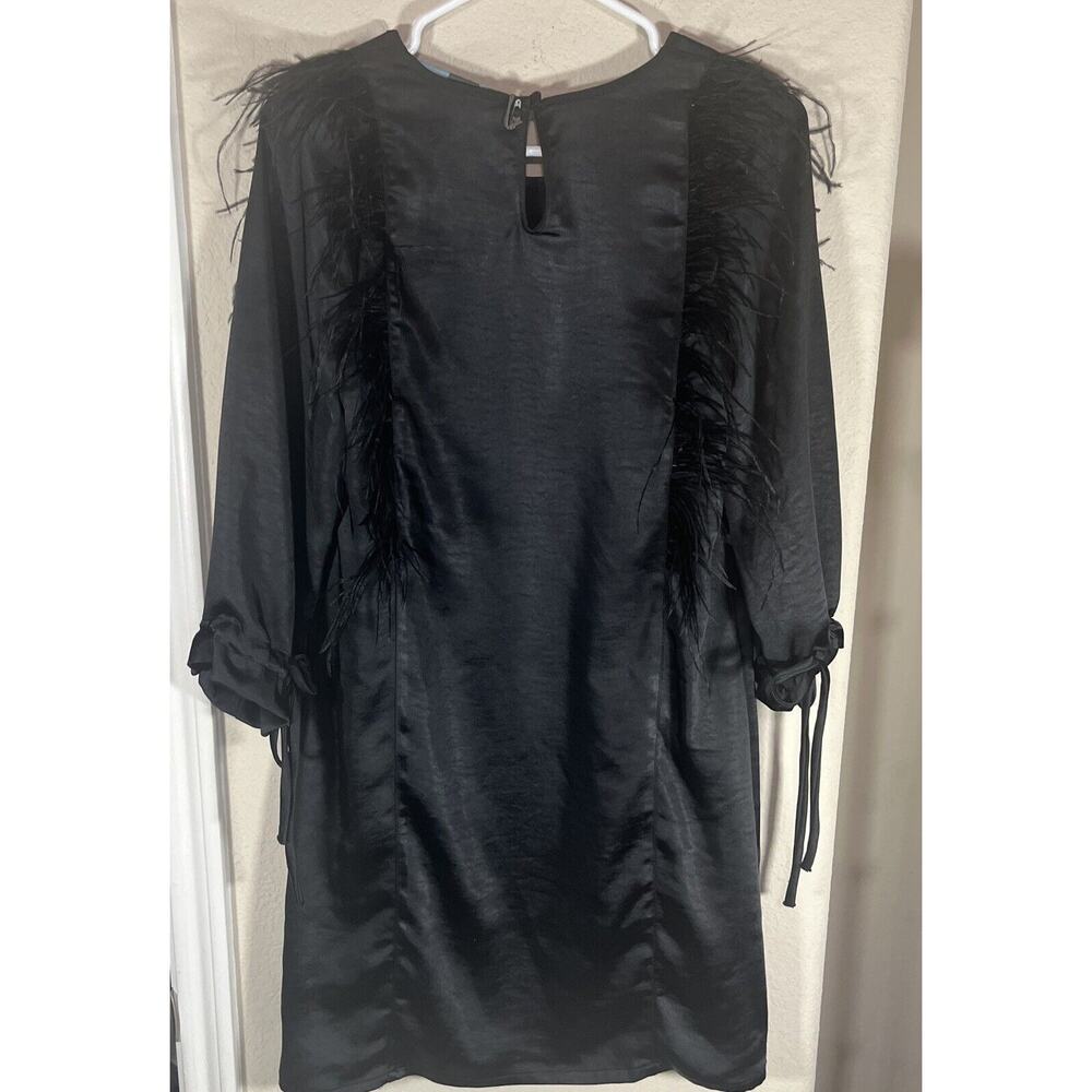 NEW‎ Anthropologie Eva Franco Black Cocktail Dress Sz XS feather fringe Faulkner - Picture 8 of 10
